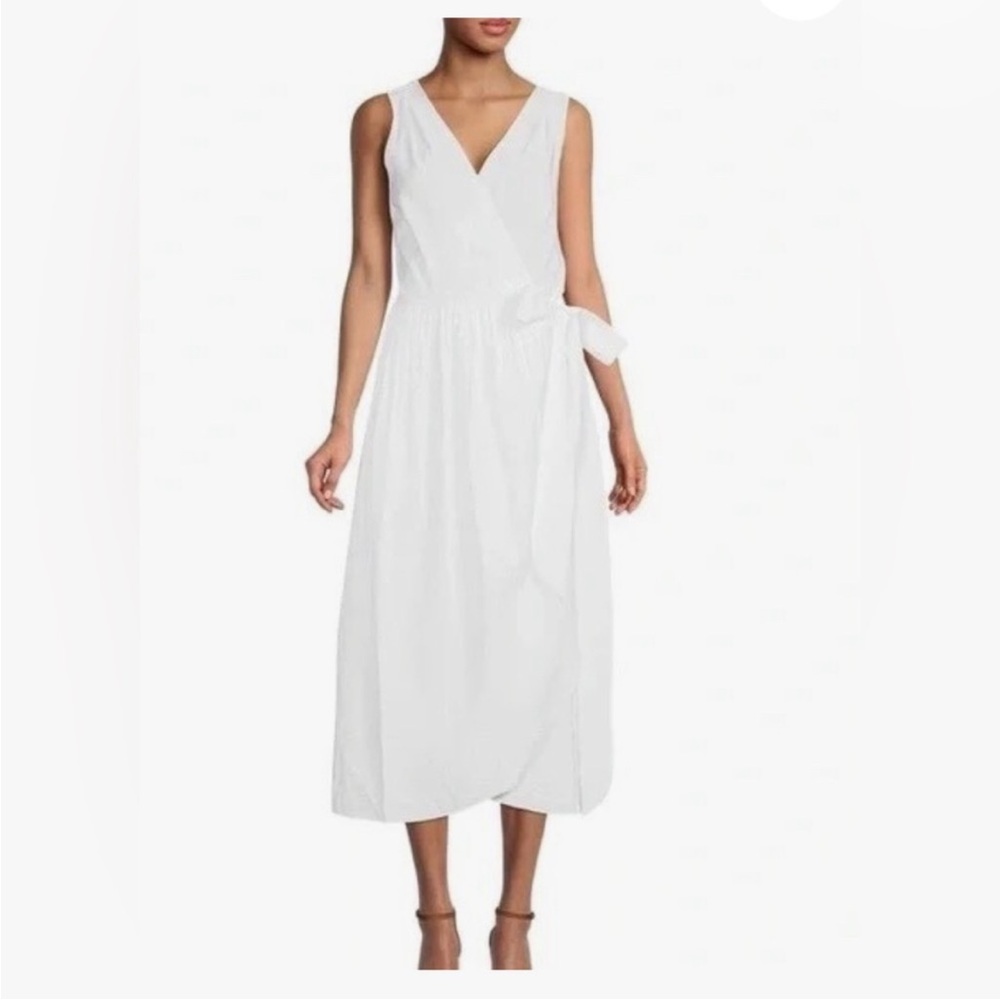 🦋 NWT Vince White wrap Midi Dress L